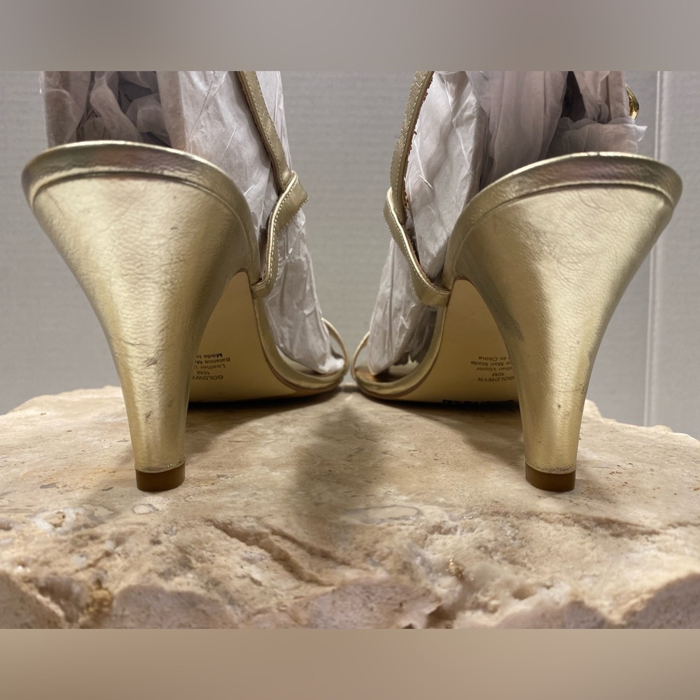 Steve Madden Goldwyn Metallic Gold Sandal Heels Sz 10 - Picture 5 of 13